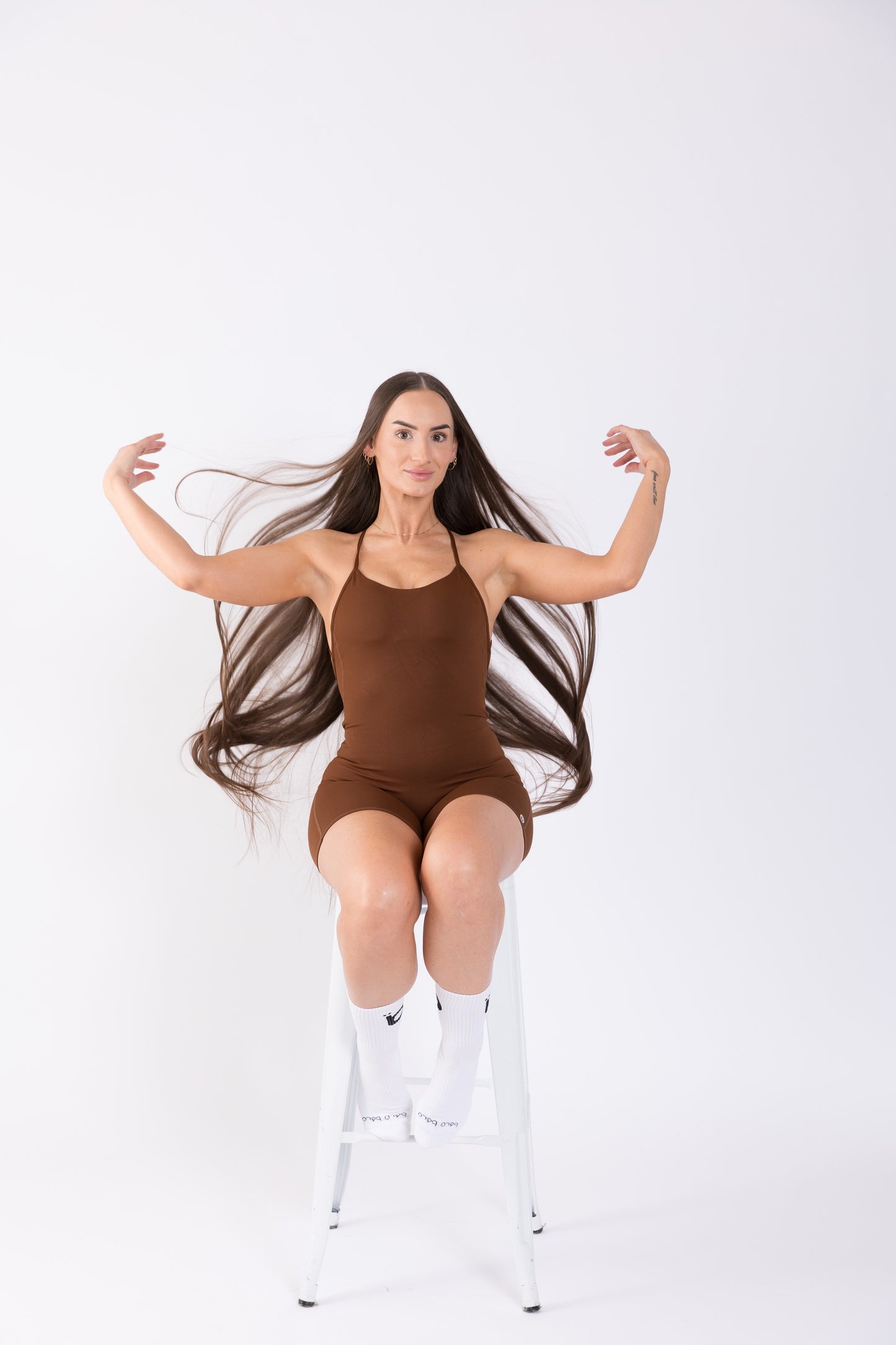 Cross-Straps Bodysuit/Brown