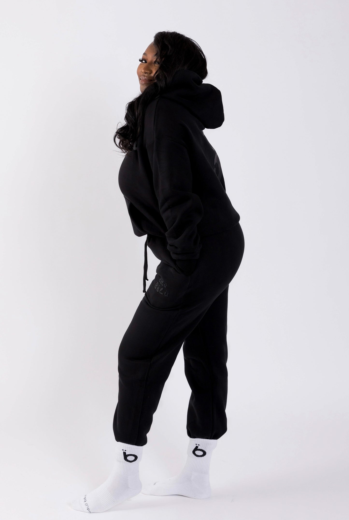 Boxy Fit Black Full Set (Hoodie + Sweatpants)