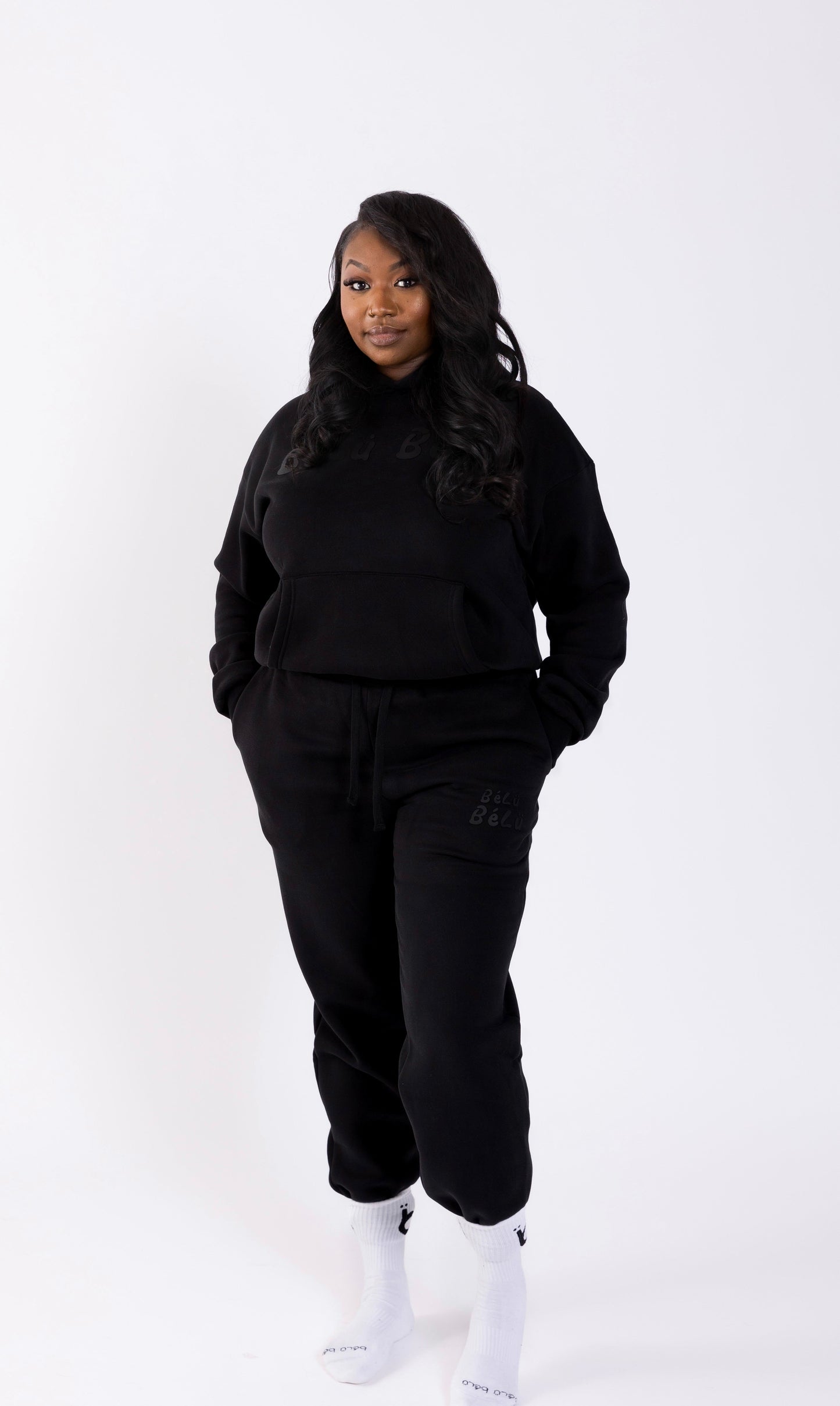 Boxy Fit Black Full Set (Hoodie + Sweatpants)