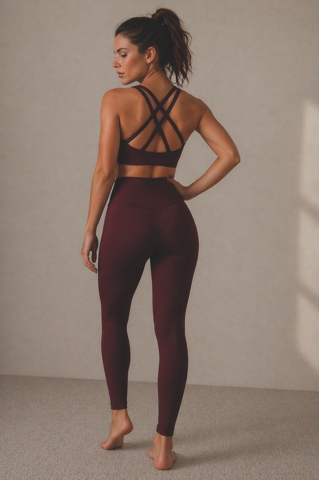 Red Brown High-Rise Yoga Set