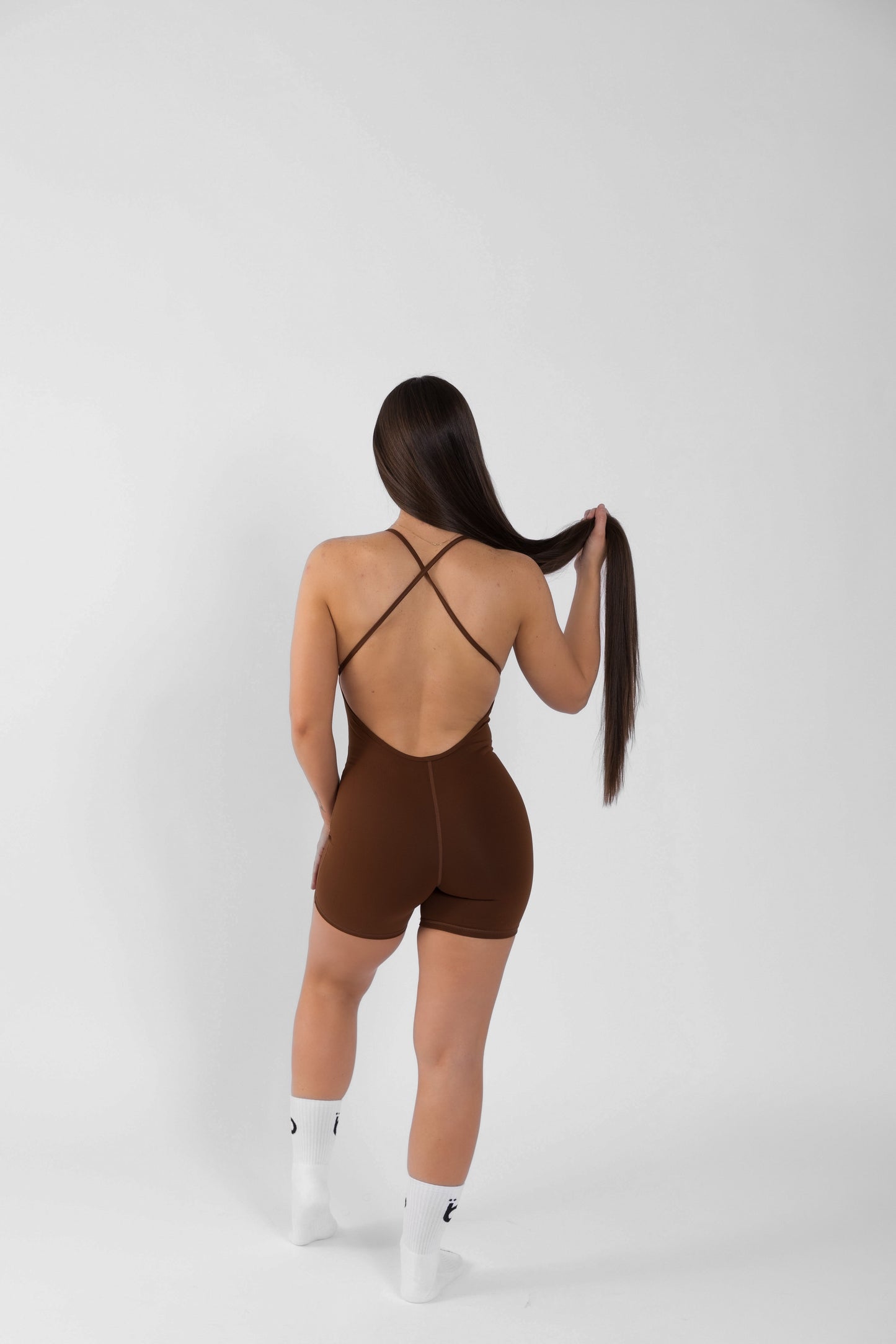 Cross-Straps  Bodysuit/Brown