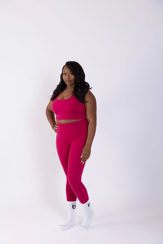 Rose Red High-Rise Yoga Set (Bra+Yoga Pant)