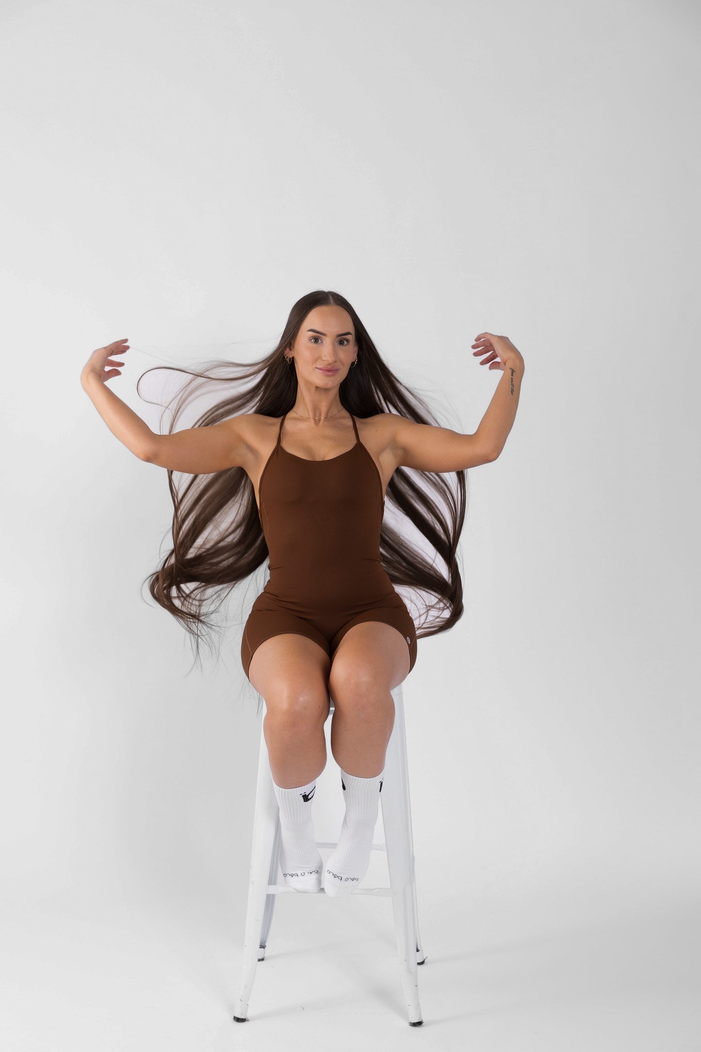 Cross-Straps  Bodysuit/Brown