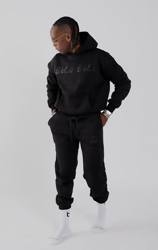 Boxy Fit Black Full Set (Hoodie + Sweatpants)