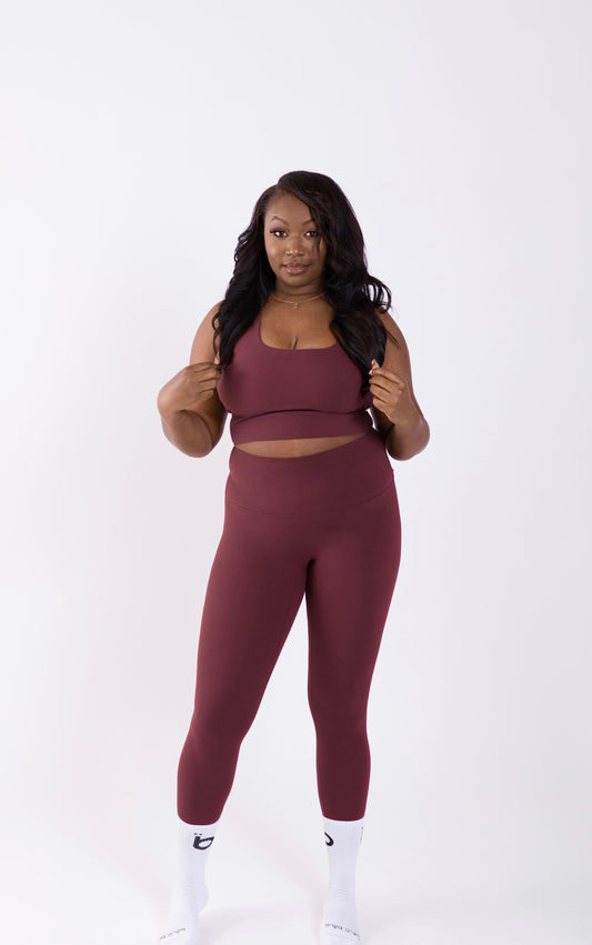 Red Brown High-Rise Yoga Set (Bra+ Yoga Pant)