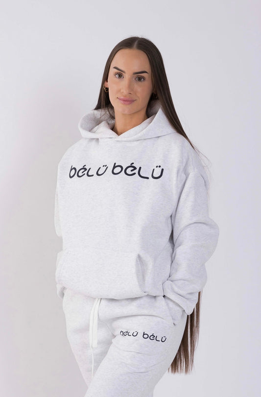 Boxy Fit Light Gray  Set      (Hoodie & Sweatpants)